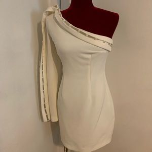 One long sleeve dress with pearl inserts